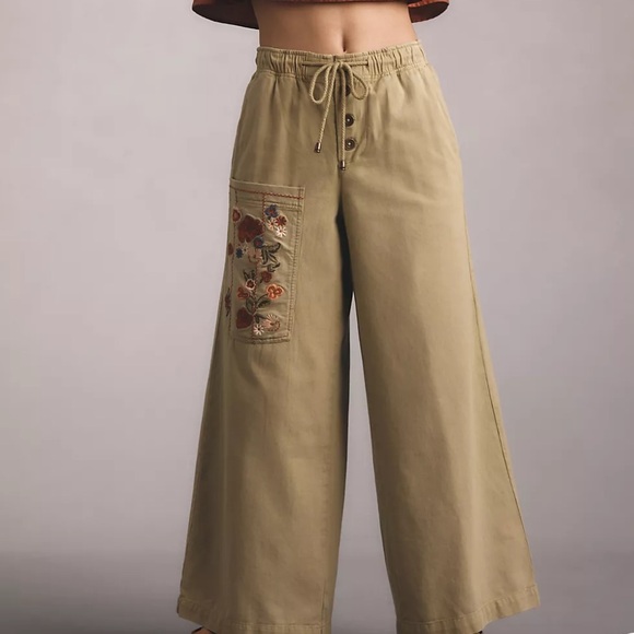 Pilcro Pants - NWOT Anthropologie Pilcro Embroidered Pull-On Pants Size Large